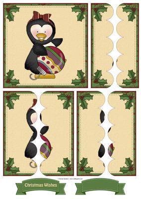 Christmas Penguin & Ornament Scallop Side Stacker