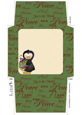 Christmas Penguin & Ornament 5x5 Envelope