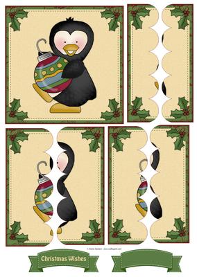 Christmas Penguin & Ornament Scallop Side Stacker