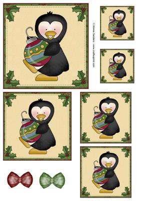 Christmas Penguin & Ornament Topper Sheet