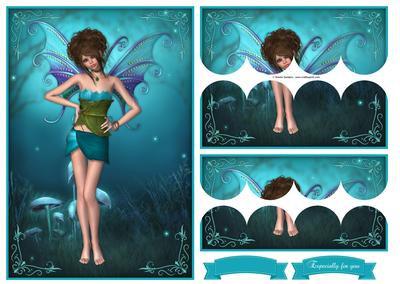 Aqua Blossom Fairy Top & Bottom Scallop Stacker