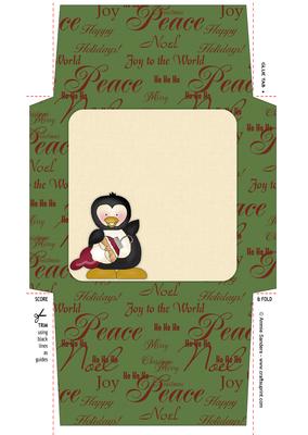 Christmas Penguin & Ornament 5x5 Envelope