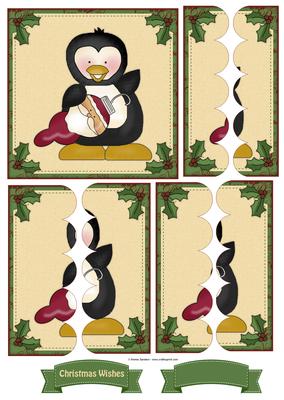 Christmas Penguin & Ornament Scallop Side Stacker