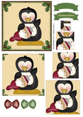 Christmas Penguin & Ornament Pyramid Decoupage