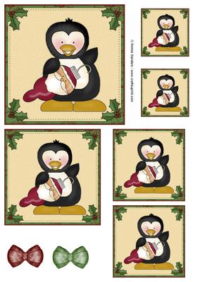 Christmas Penguin & Ornament Topper Sheet