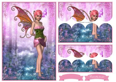 Pretty Pink Blossom Fairy Top & Bottom Scallop Stacker