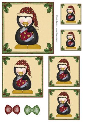 Christmas Penguin & Ornament Topper Sheet