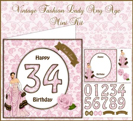 Vintage Fashion Lady Any Age 8x8 Mini Kit
