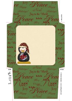 Christmas Penguin & Ornament 5x5 Envelope