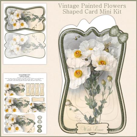 Beautiful Painted Flowers Shaped Card Mini Kit