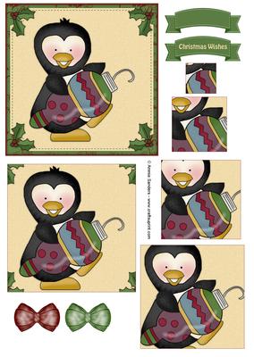 Christmas Penguin & Ornament Pyramid Decoupage