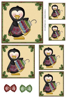 Christmas Penguin & Ornament Topper Sheet