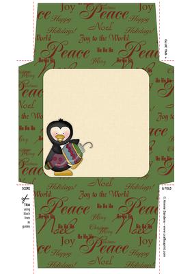 Christmas Penguin & Ornament 5x5 Envelope