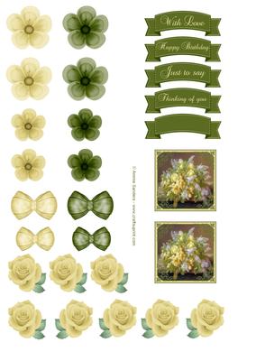 Vintage Yellow Roses Embellishments