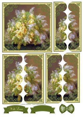 Vintage Yellow Roses Scallop Side Stacker