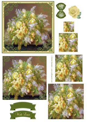 Vintage Yellow Roses Pyramid Decoupage