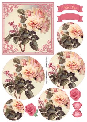 Vintage Shabby Roses Circle Pyramid Decoupage