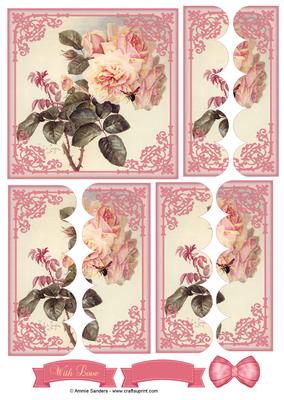 Vintage Shabby Roses Scallop Side Stacker