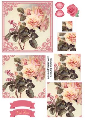 Vintage Shabby Roses Pyramid Decoupage