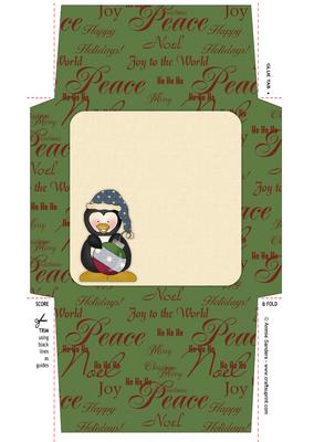 Christmas Penguin & Ornament 5x5 Envelope