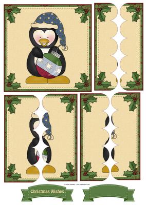 Christmas Penguin & Ornament Scallop Side Stacker