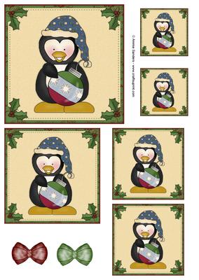 Christmas Penguin & Ornament Topper Sheet