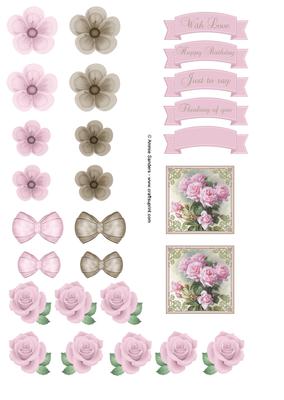Vintage Pretty Pink Roses Embellishments