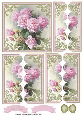 Vintage Pretty Pink Rosess Scallop Side Stacker