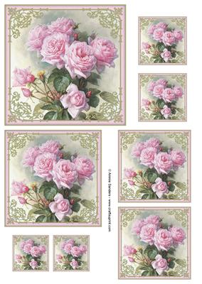 Vintage Pretty Pink Roses Topper Sheet