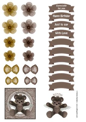 Brown Teddy Bear Angel Embellishments