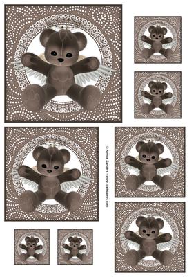 Brown Teddy Bear Angel Topper Sheet