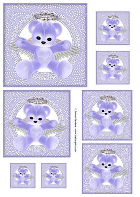 Lilac Teddy Bear Angel Topper Sheet