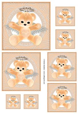 Peach Teddy Bear Angel Topper Sheet