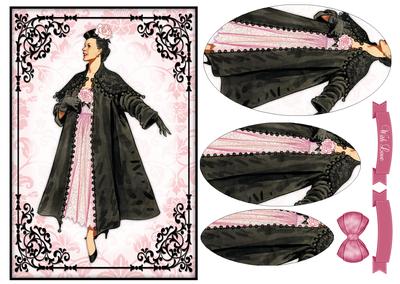 Vintage Fashion Beauty Oval Pyramid Decoupage