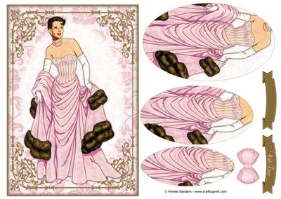 Vintage Fashion Beauty Oval Pyramid Decoupage