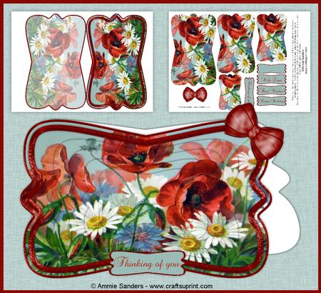 Beautiful Painted Poppies Shaped Card Mini Kit