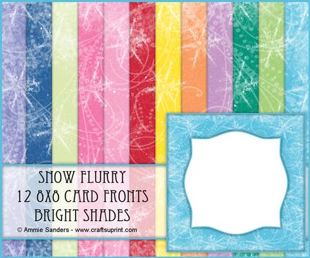 Snow Flurry 12 8x8 Blank Card Fronts - Bright Shades