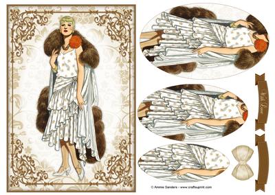 Vintage Fashion Beauty Oval Pyramid Decoupage