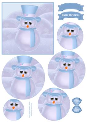 Christmas Snowman Circle Pyramid Decoupage