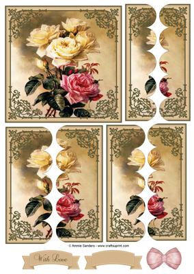 Vintage Pretty Pink & Cream Roses Scallop Side Stacker