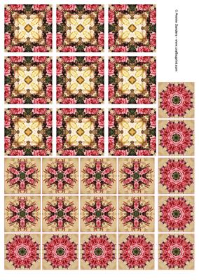 Vintage Pretty Pink & Cream Roses Teabag Tiles