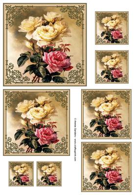 Vintage Pretty Pink & Cream Roses Topper Sheet