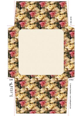 Vintage Pretty Pink & Cream Roses 5x5 Envelope