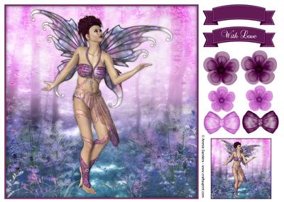 Beautiful Dawn Fairy 8x8 Topper, Sentiments & Embellishments