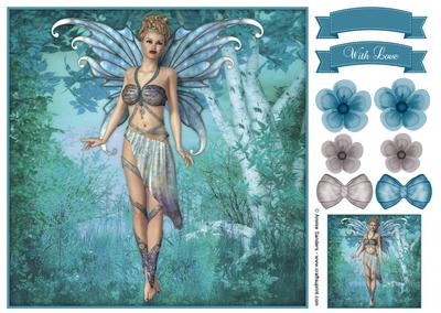 Beautiful Dusk Fairy 8x8 Topper, Sentiments & Embellishments