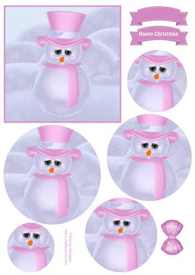 Christmas Snowgirl Circle Pyramid Decoupage