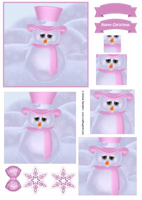 Christmas Snowgirl Pyramid Decoupage