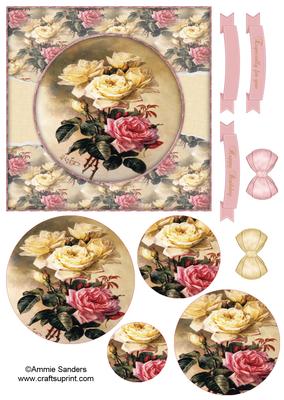 Beautiful 6x6 Torn Strip Vintage Roses Quick Card