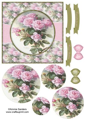 Beautiful 6x6 Torn Strip Vintage Roses Quick Card