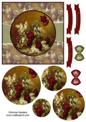 Beautiful 6x6 Torn Strip Vintage Roses Quick Card